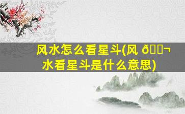 风水怎么看星斗(风 🐬 水看星斗是什么意思)